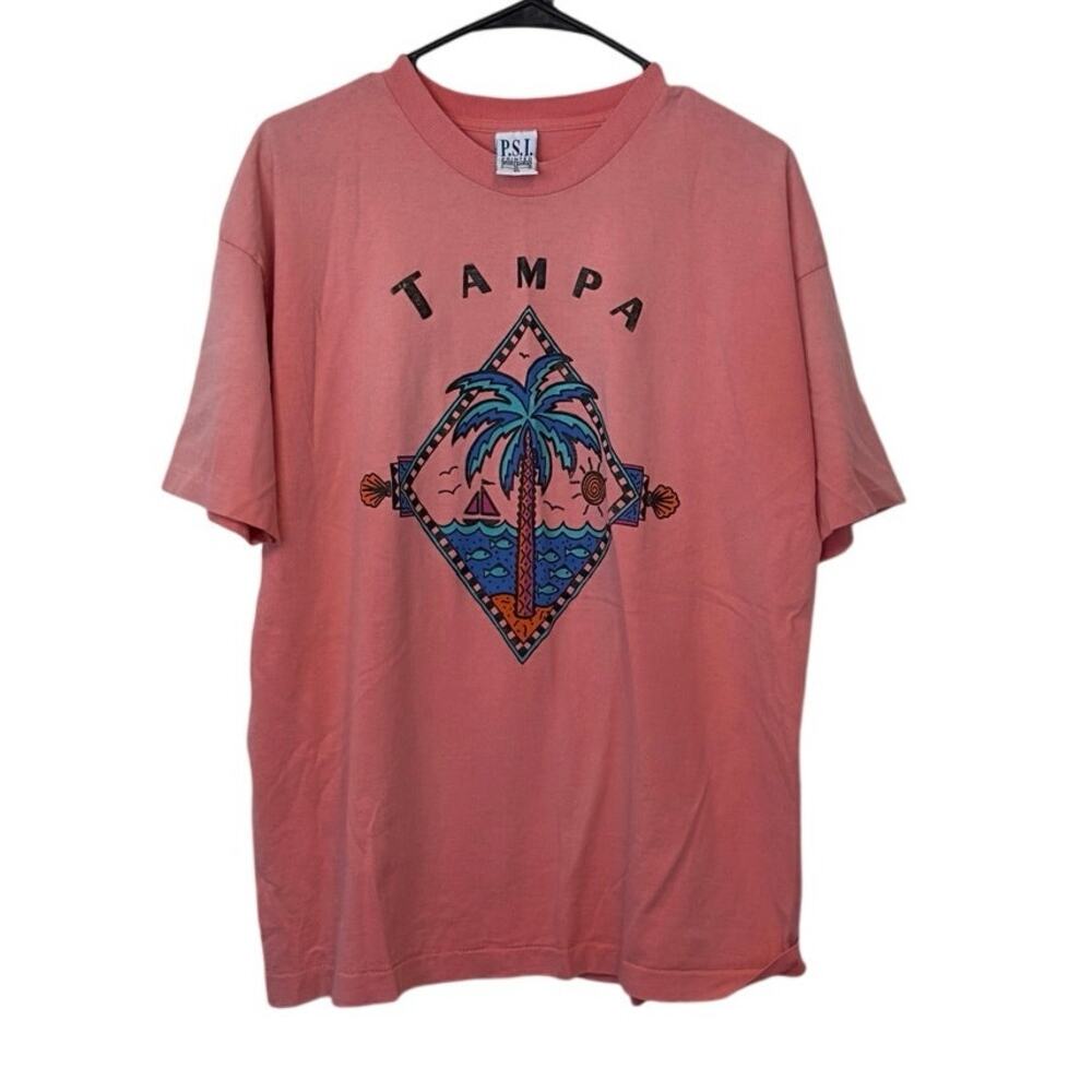 Vintage PSI Printed Sportswear Single Stitch Tampa Florida T-Shirt Size XL